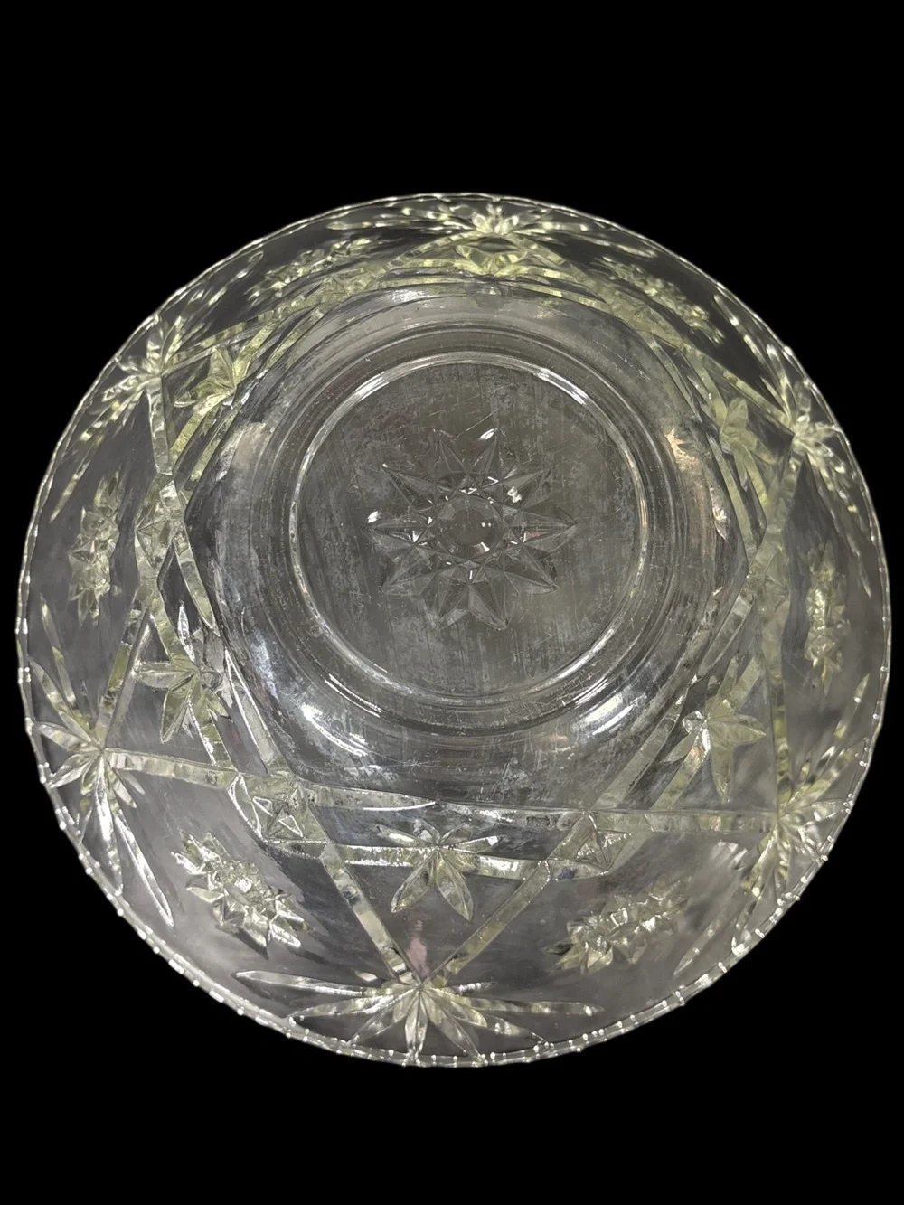 Vintage Anchor Hocking Early American Pre scut Star of David Punch Bowl.